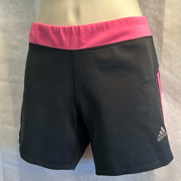 Adidas Climate Black athletic Shorts with Pink 3 strip Trim Sz-M. AA11 - Picture 2 of 11